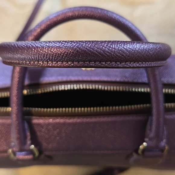 Coach Bennett Satchel Crossbody Purse Metallic Purple - Picture 9 of 12